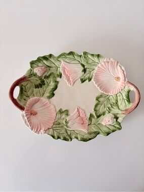 Fitz and Floyd 1987 HIBISCUS Serving Platter Vintage Ceramic Floral Spring